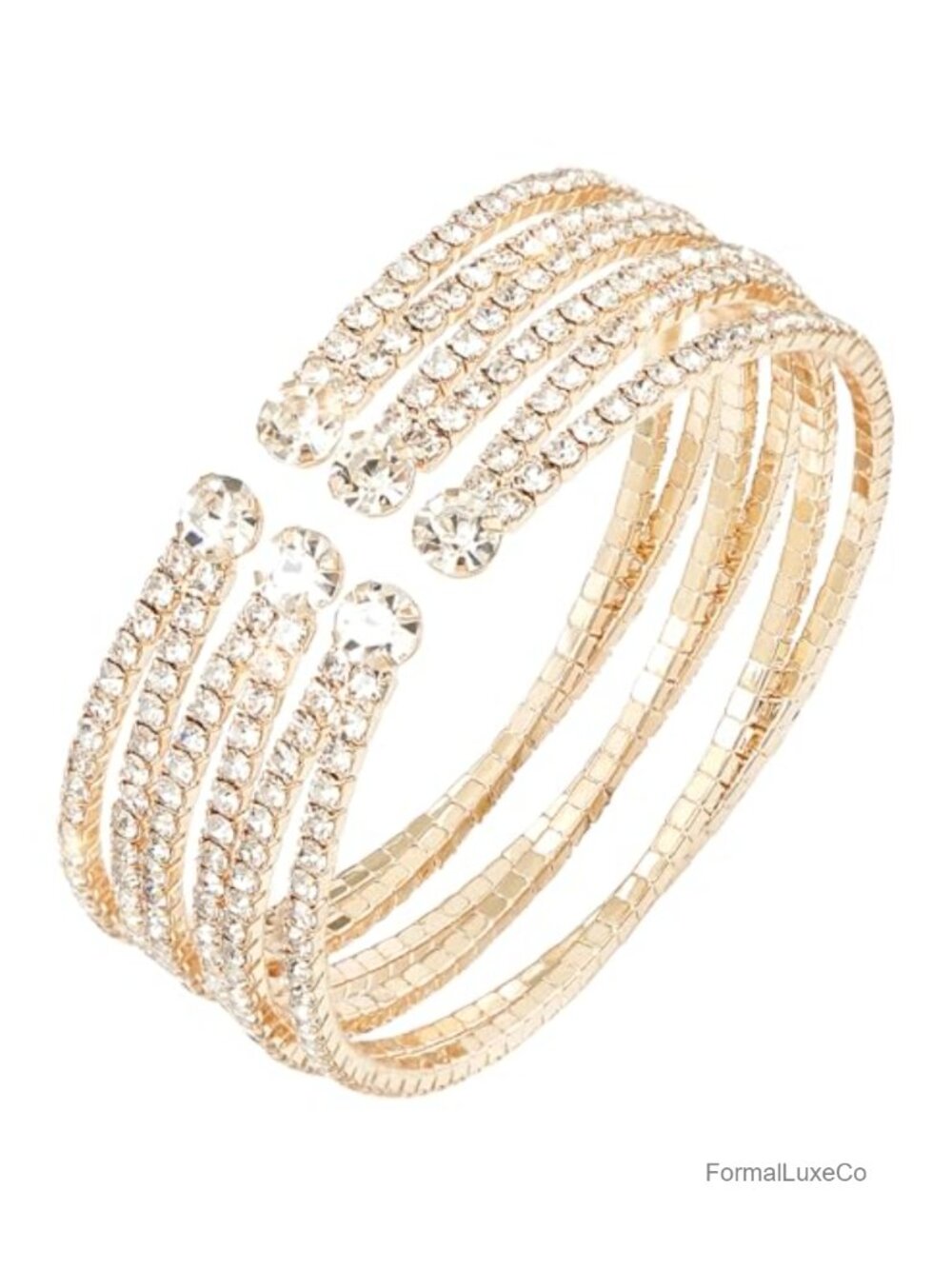 Multilayer Crystal Rhinestone Cuff Bracelet Set Stackable Wrist Jewelry